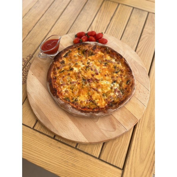 Pizza cheesy bacon cu blat pufos  - Comenzi online Braila
